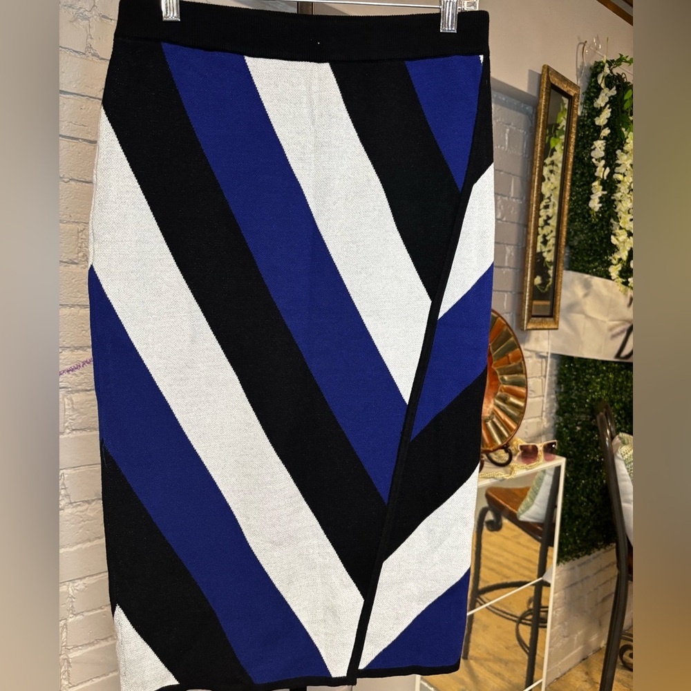 New York & Company Blue, Black, and White Pencil Skirt